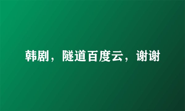 韩剧，隧道百度云，谢谢