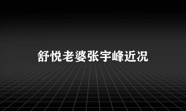 舒悦老婆张宇峰近况