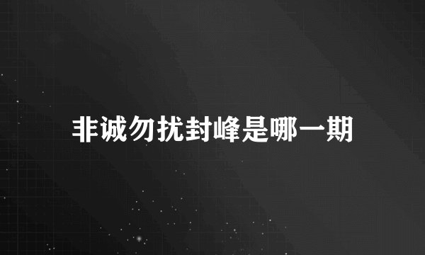 非诚勿扰封峰是哪一期