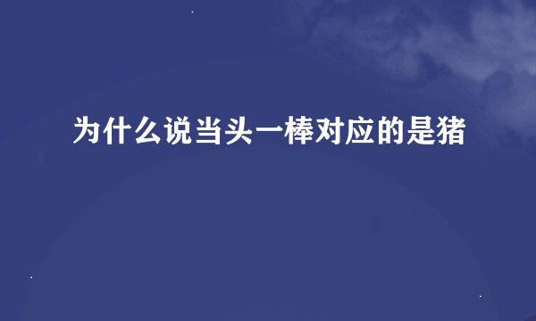 为什么说当头一棒对应的是猪