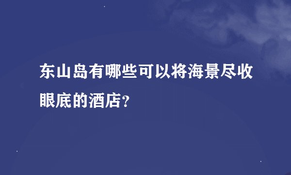 东山岛有哪些可以将海景尽收眼底的酒店？