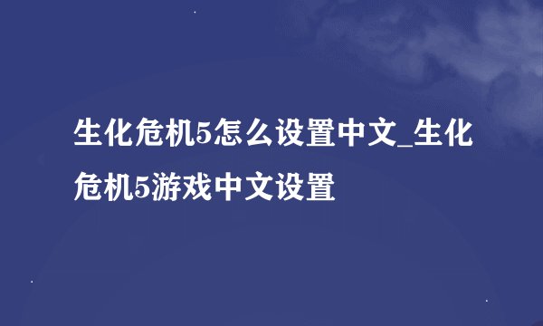 生化危机5怎么设置中文_生化危机5游戏中文设置