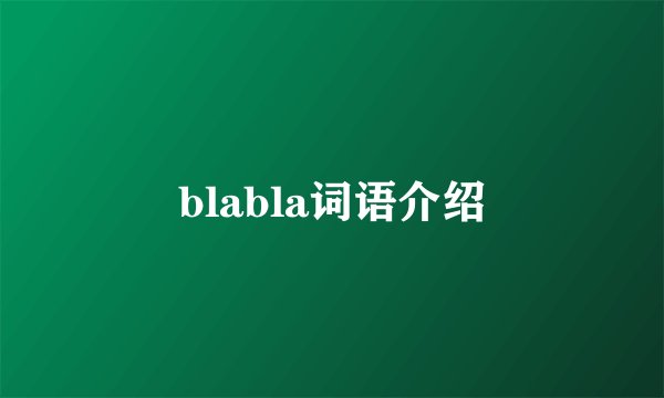 blabla词语介绍