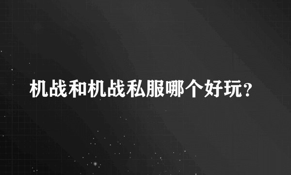 机战和机战私服哪个好玩？