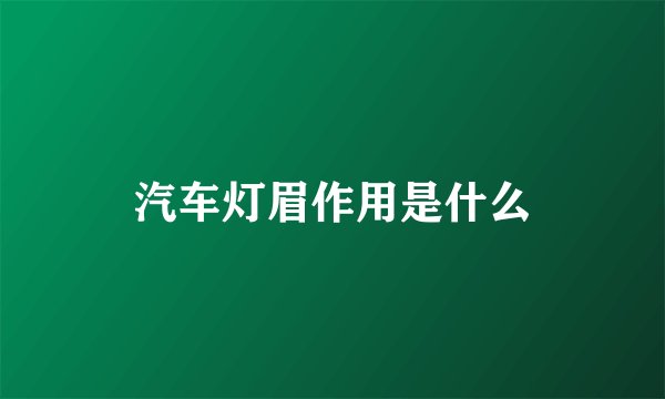 汽车灯眉作用是什么