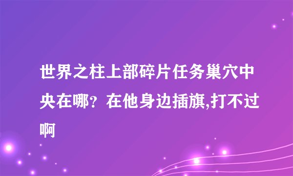 世界之柱上部碎片任务巢穴中央在哪？在他身边插旗,打不过啊