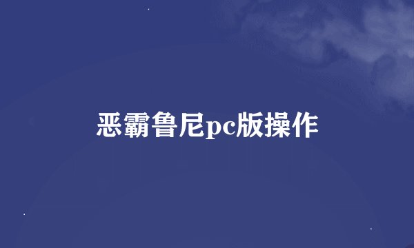 恶霸鲁尼pc版操作