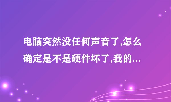 电脑突然没任何声音了,怎么确定是不是硬件坏了,我的电脑不是单独声卡