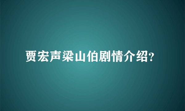 贾宏声梁山伯剧情介绍？