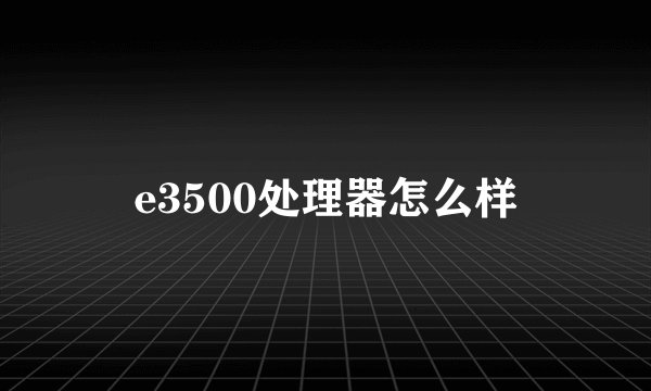 e3500处理器怎么样