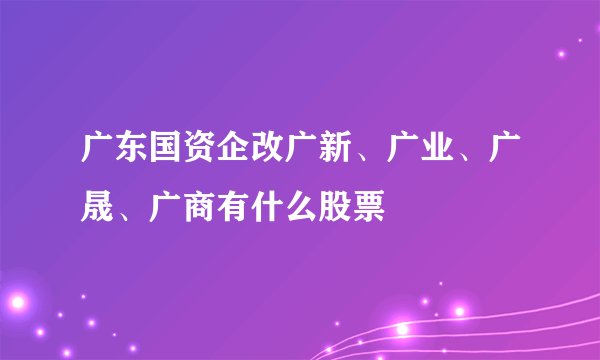广东国资企改广新、广业、广晟、广商有什么股票