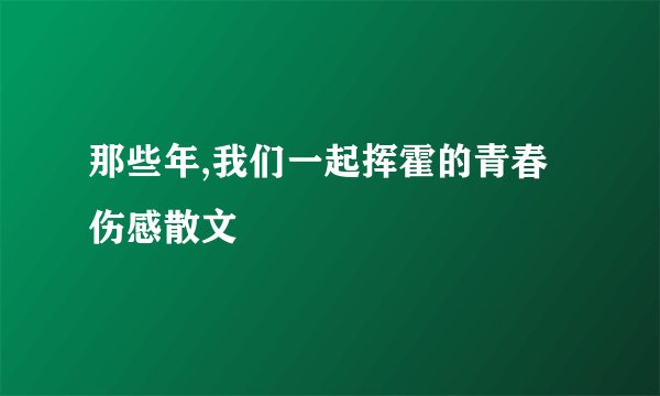 那些年,我们一起挥霍的青春伤感散文