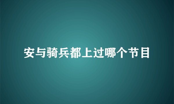 安与骑兵都上过哪个节目