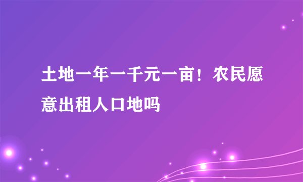 土地一年一千元一亩！农民愿意出租人口地吗