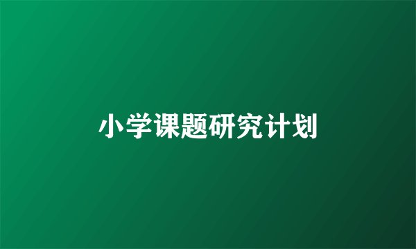 小学课题研究计划