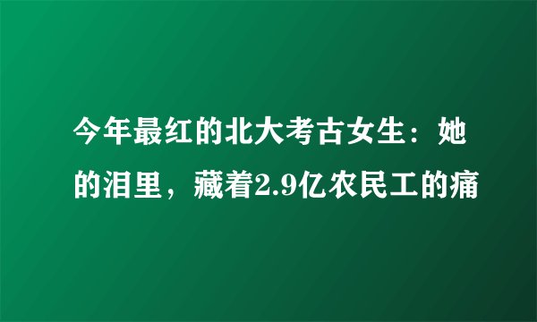 今年最红的北大考古女生：她的泪里，藏着2.9亿农民工的痛