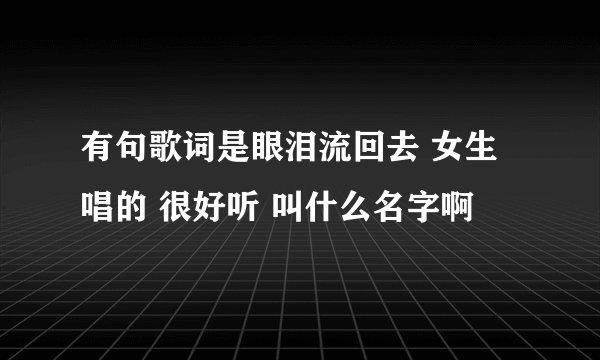 有句歌词是眼泪流回去 女生唱的 很好听 叫什么名字啊