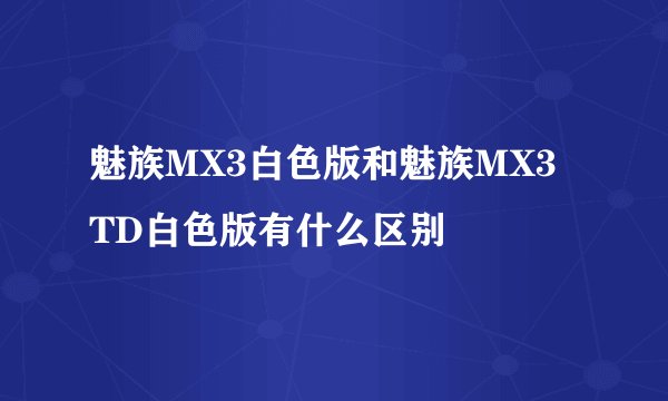 魅族MX3白色版和魅族MX3 TD白色版有什么区别