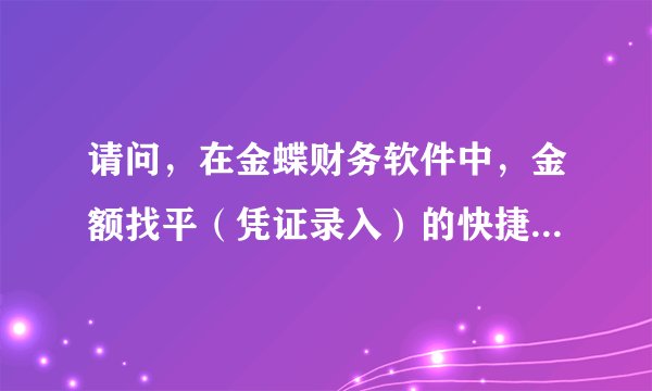 请问，在金蝶财务软件中，金额找平（凭证录入）的快捷键是什么。谢啦？