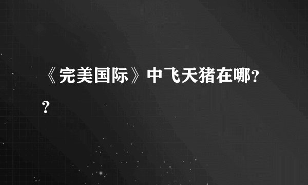 《完美国际》中飞天猪在哪？？