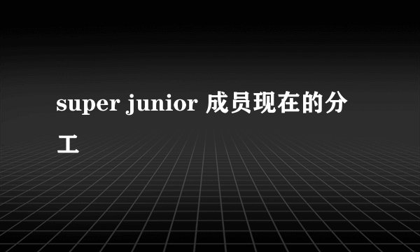 super junior 成员现在的分工