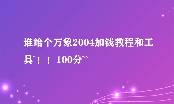 谁给个万象2004加钱教程和工具`!!100分``
