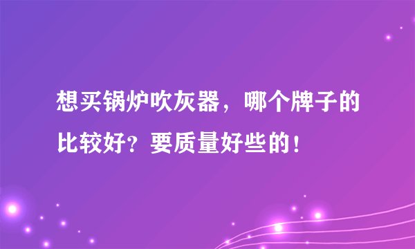 想买锅炉吹灰器,哪个牌子的比较好?要质量好些的!