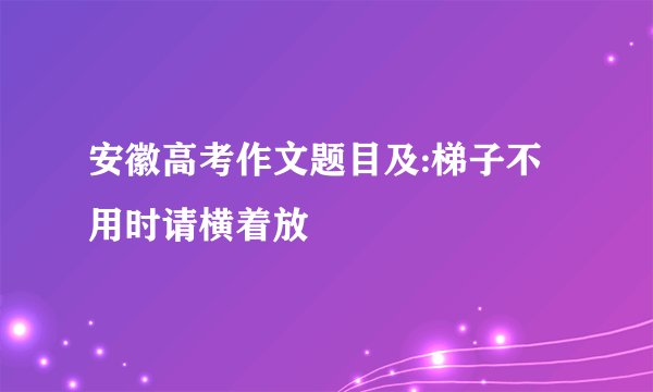 安徽高考作文题目及:梯子不用时请横着放