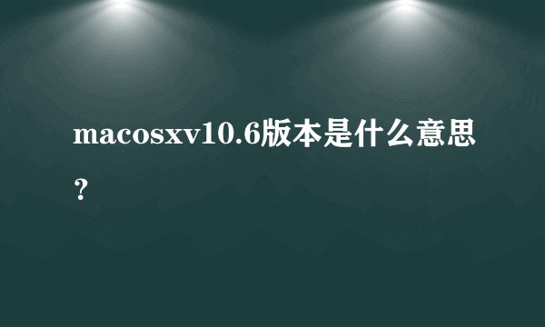 macosxv10.6版本是什么意思？