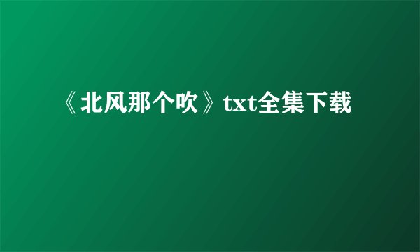 《北风那个吹》txt全集下载