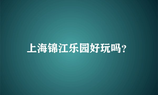 上海锦江乐园好玩吗？