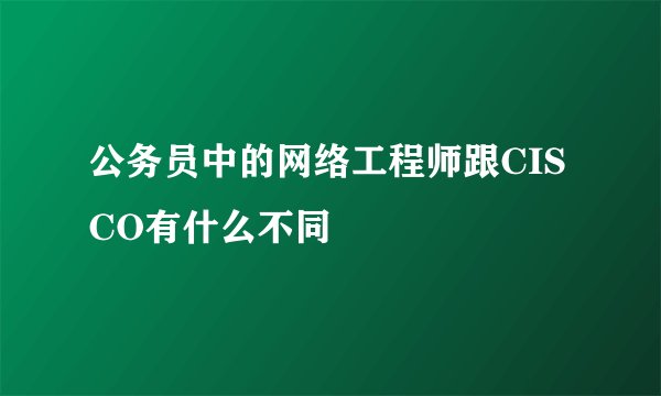 公务员中的网络工程师跟CISCO有什么不同