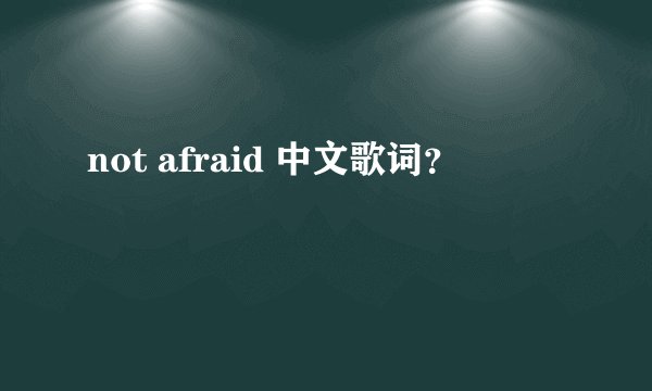 not afraid 中文歌词？