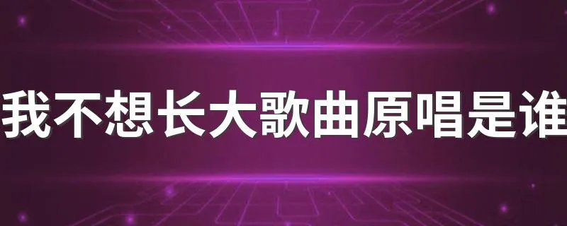 我不想长大歌曲原唱是谁 我不想长大谁唱的