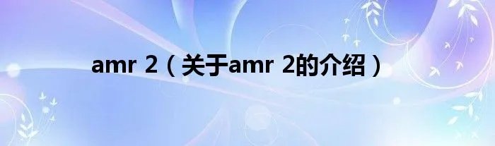 amr 2（关于amr 2的介绍）