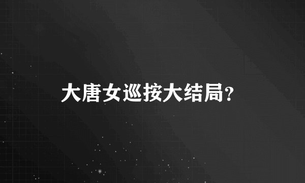 大唐女巡按大结局？