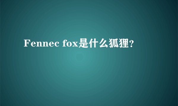 Fennec fox是什么狐狸？