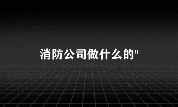 消防公司做什么的