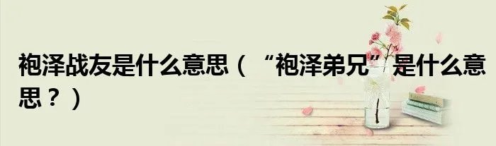 袍泽战友是什么意思（“袍泽弟兄”是什么意思？）