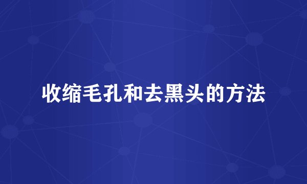 收缩毛孔和去黑头的方法