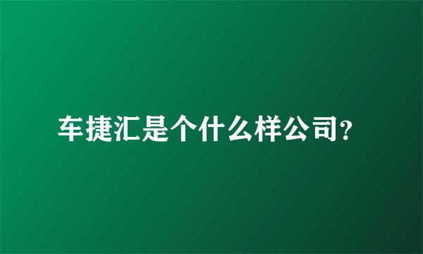 车捷汇是个什么样公司？