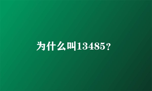 为什么叫13485？
