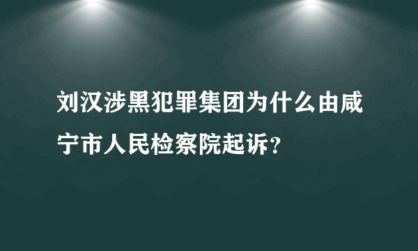 刘汉涉黑犯罪集团为什么由咸宁市人民检察院起诉？
