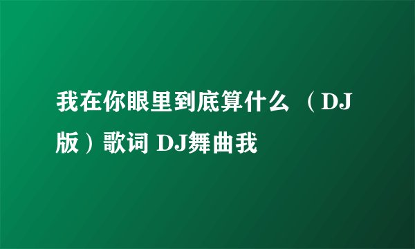 我在你眼里到底算什么 （DJ版）歌词 DJ舞曲我