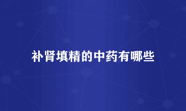 补肾填精的中药有哪些