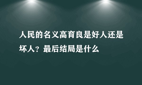 人民的名义高育良是好人还是坏人？最后结局是什么