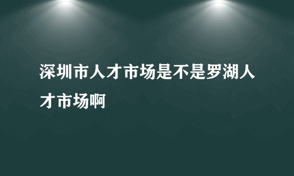深圳市人才市场是不是罗湖人才市场啊
