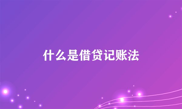 什么是借贷记账法