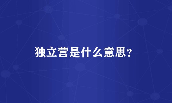 独立营是什么意思？