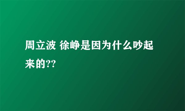 周立波 徐峥是因为什么吵起来的??